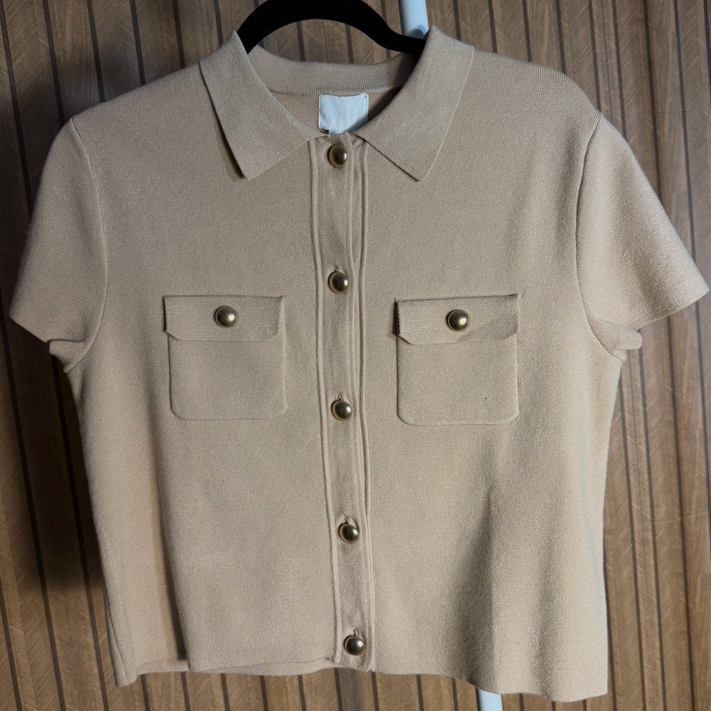 H&M Tan Button-Up Shirt